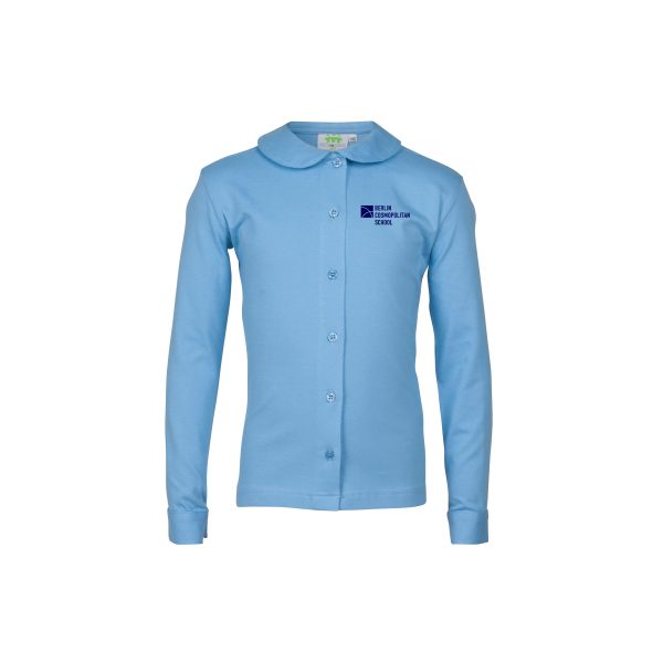 Jerseybluse langarm Mädchen hellblau